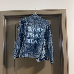 Distressed jean jacket